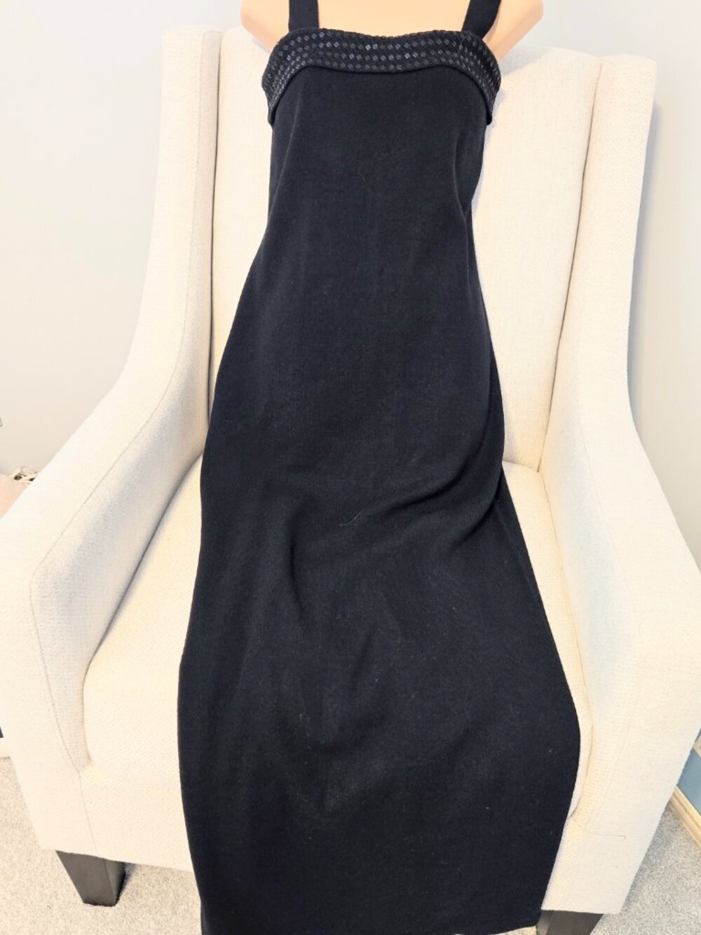 Adrianna Papell Maxi Long Dress Size L Sequined Bodice Trim Occasions